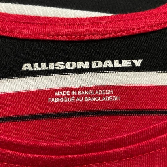 Allison Daley 3/4 sleeve tee polyester cotton metallic red black striped… - Picture 6 of 7